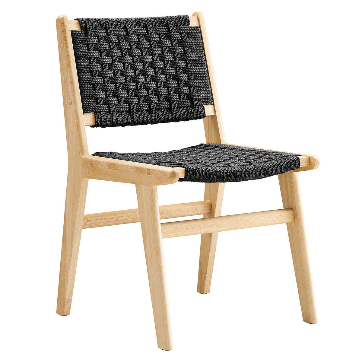 Saoirse Woven Rope Wood Dining Side Chair Set of 2 - Natural Black
