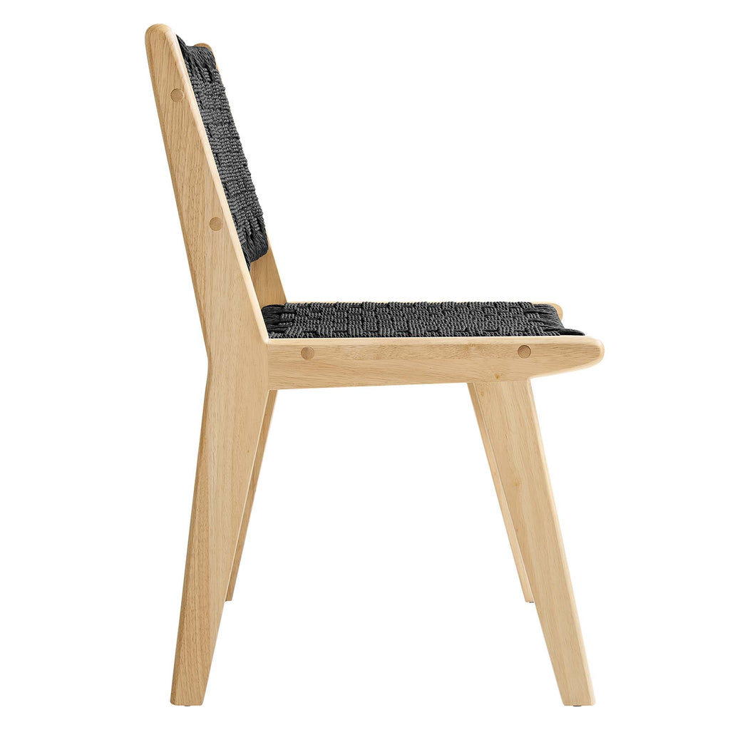 Saoirse Woven Rope Wood Dining Side Chair Set of 2 - Natural Black