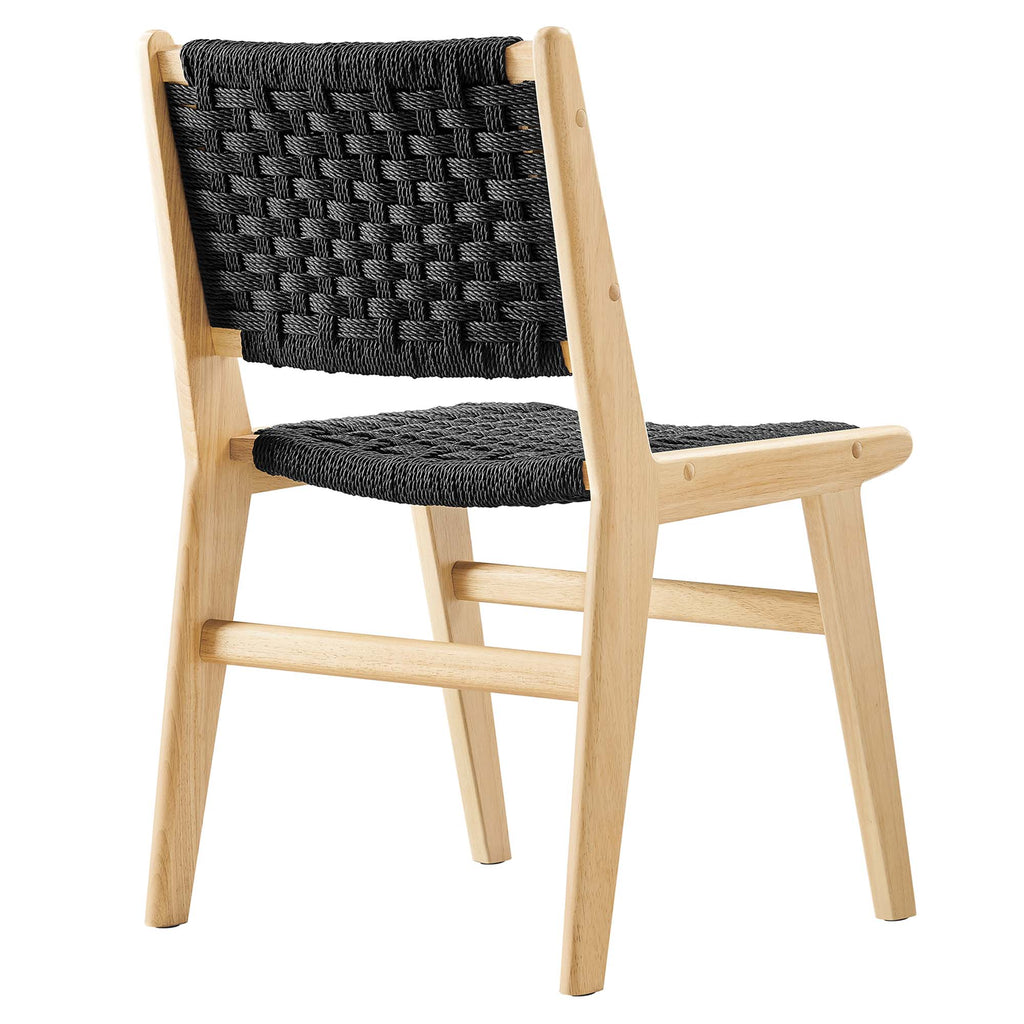 Saoirse Woven Rope Wood Dining Side Chair Set of 2 - Natural Black