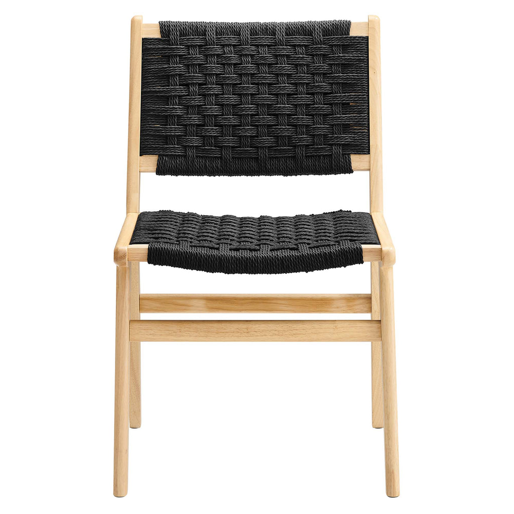 Saoirse Woven Rope Wood Dining Side Chair Set of 2 - Natural Black