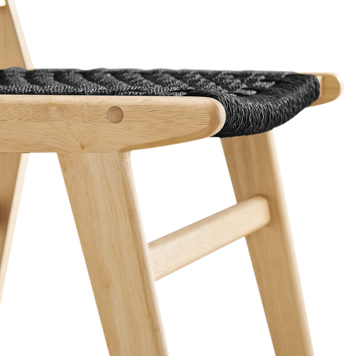 Saoirse Woven Rope Wood Dining Side Chair Set of 2 - Natural Black