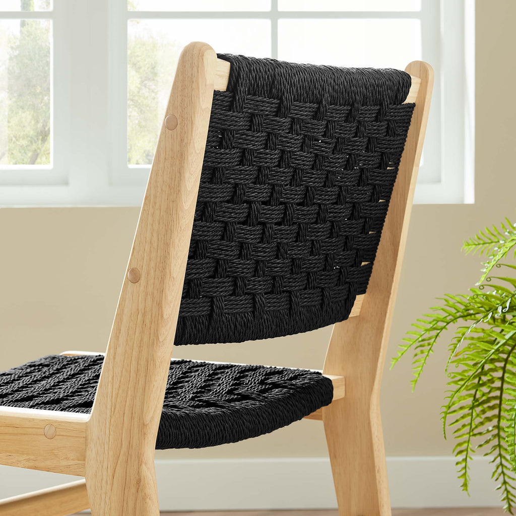 Saoirse Woven Rope Wood Dining Side Chair Set of 2 - Natural Black