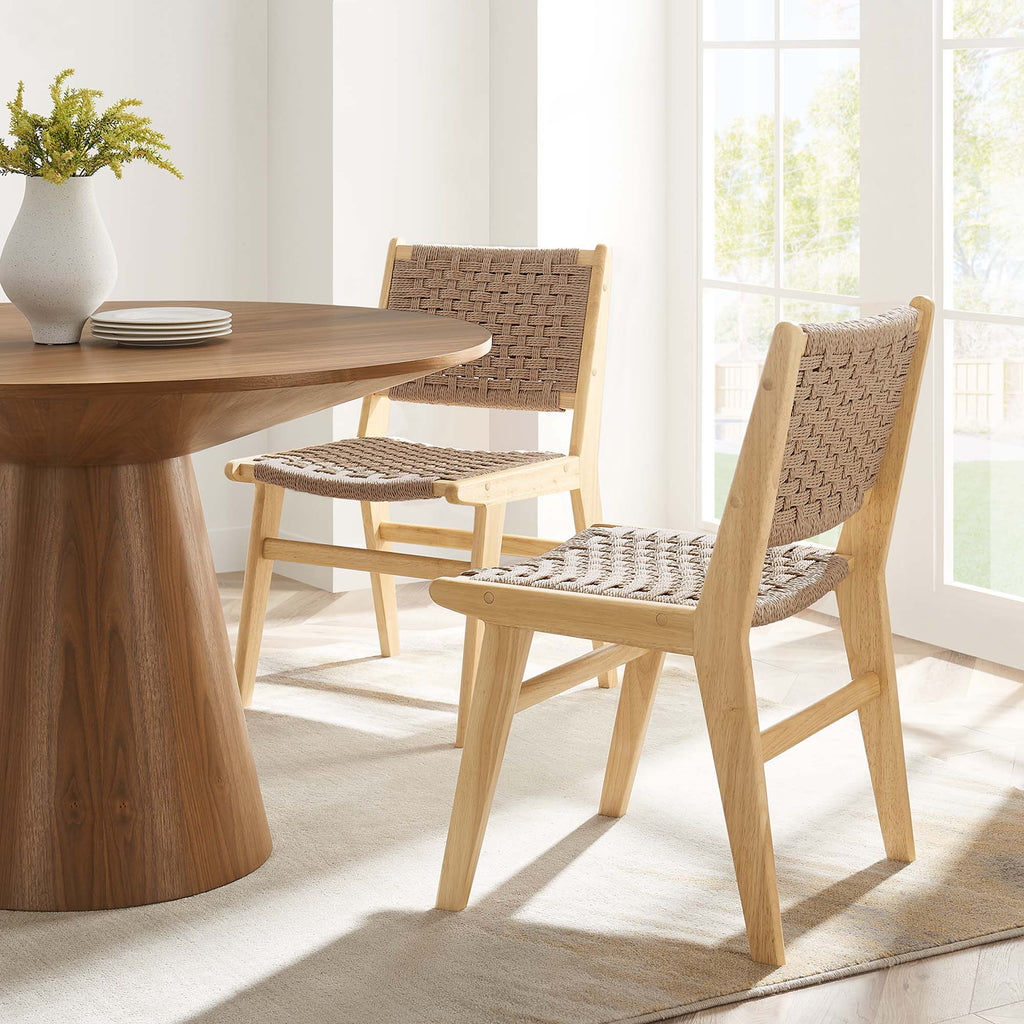 Saoirse Woven Rope Wood Dining Side Chair Set of 2 - Natural Natural