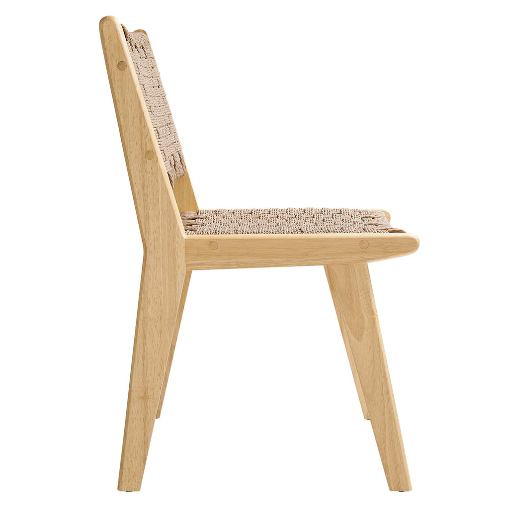 Saoirse Woven Rope Wood Dining Side Chair Set of 2 - Natural Natural