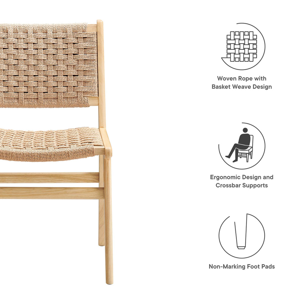 Saoirse Woven Rope Wood Dining Side Chair Set of 2 - Natural Natural