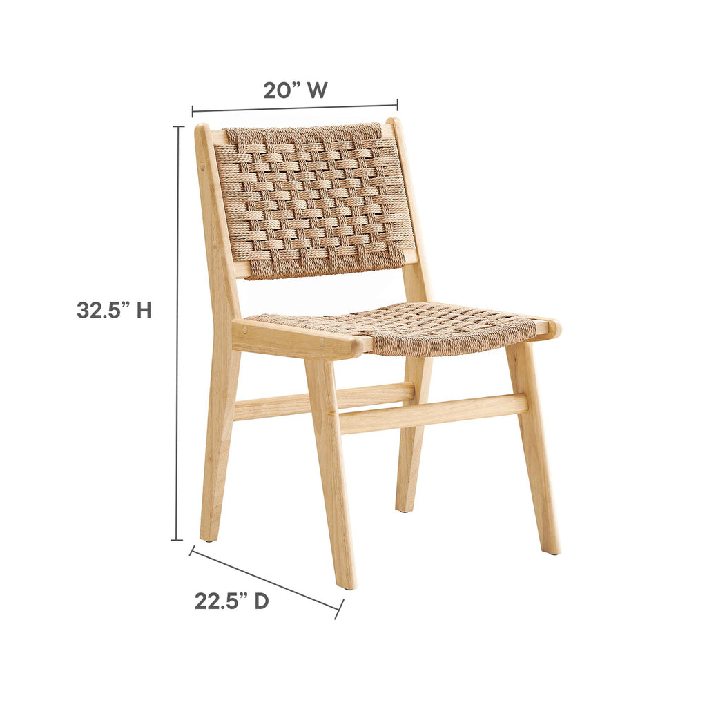 Saoirse Woven Rope Wood Dining Side Chair Set of 2 - Natural Natural