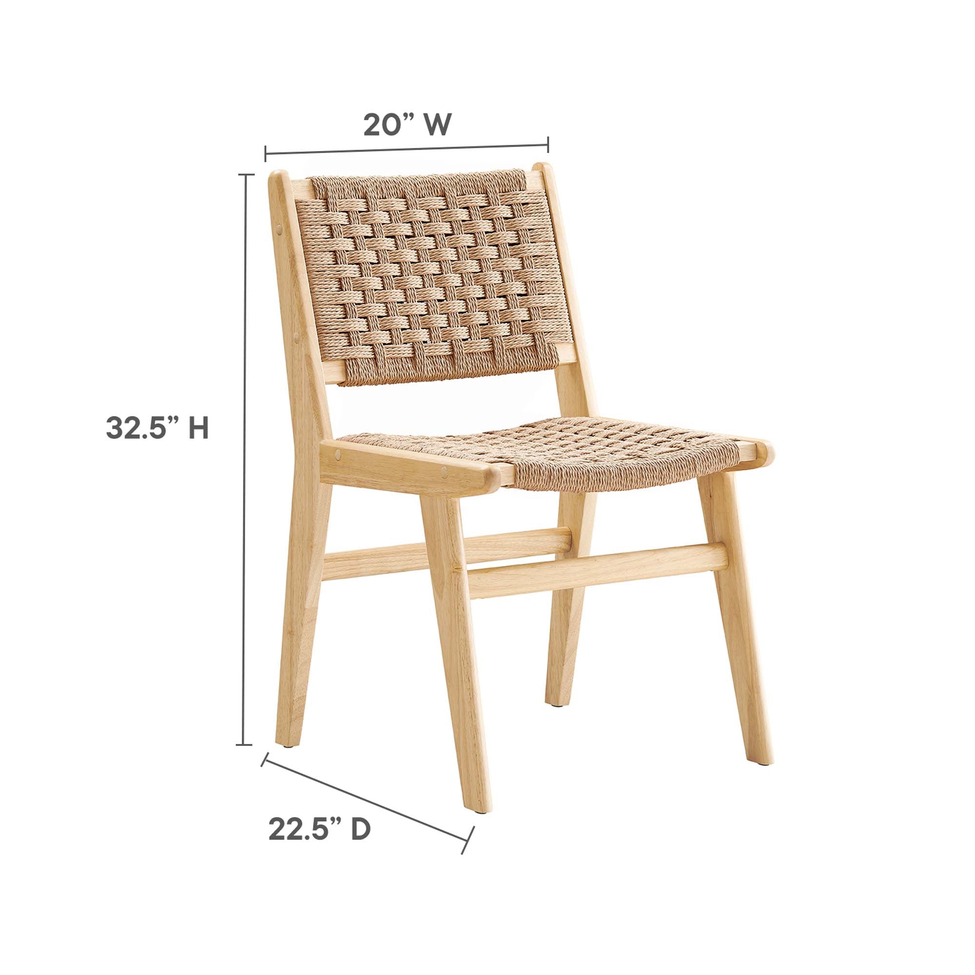 Saoirse Woven Rope Wood Dining Side Chair Set of 2 - Natural Natural