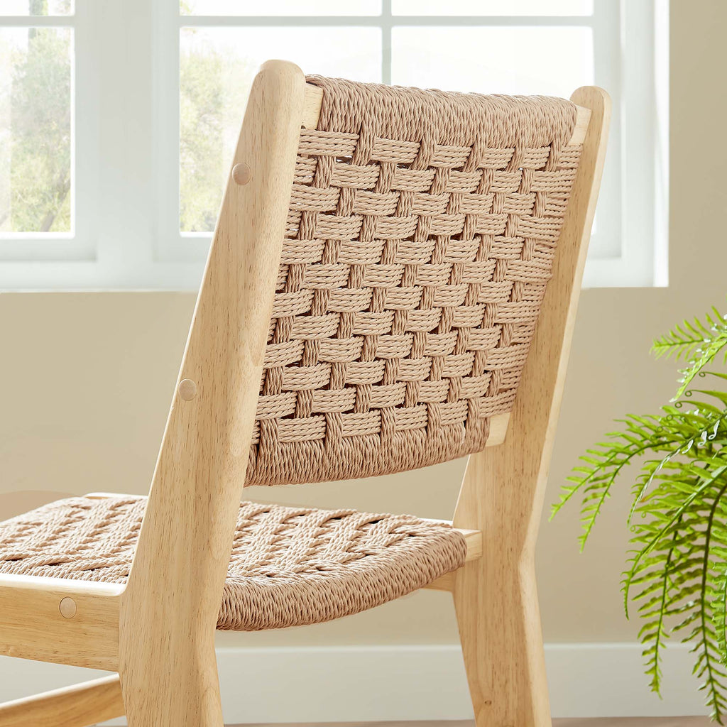 Saoirse Woven Rope Wood Dining Side Chair Set of 2 - Natural Natural