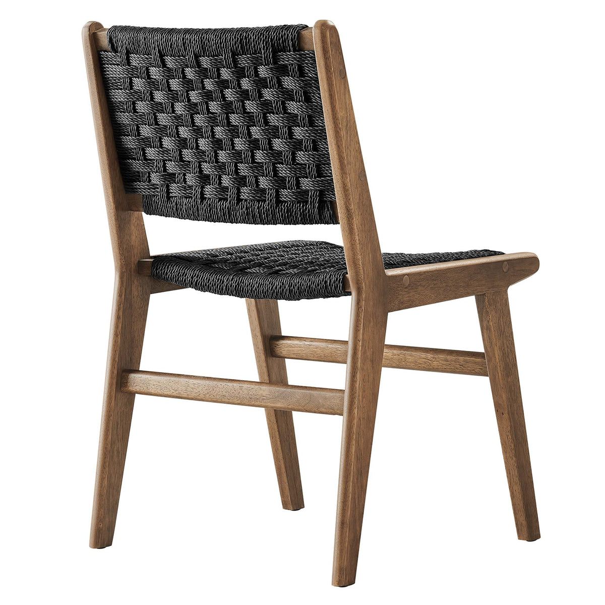 Saoirse Woven Rope Wood Dining Side Chair Set of 2 - Walnutt Black