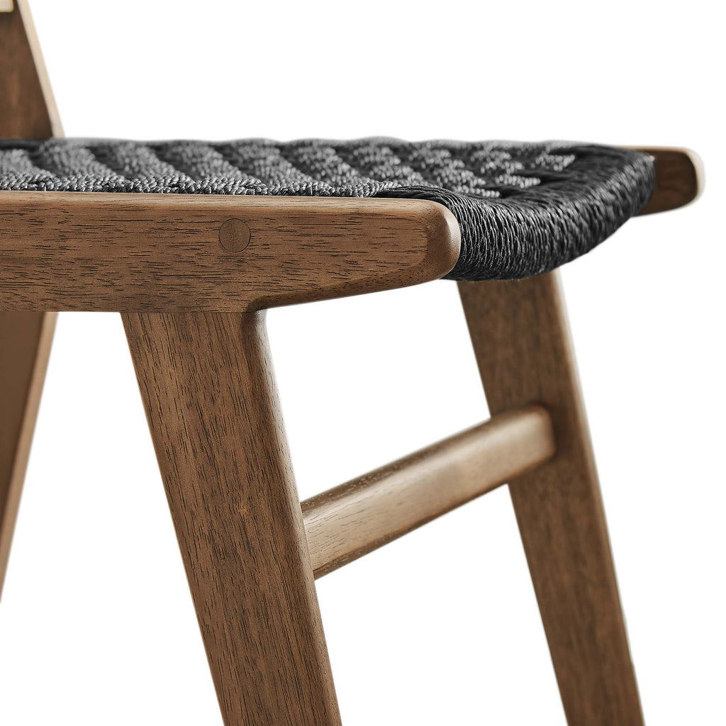 Saoirse Woven Rope Wood Dining Side Chair Set of 2 - Walnutt Black