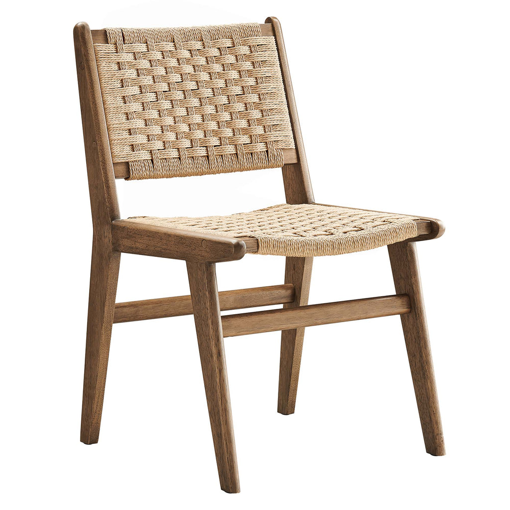 Saoirse Woven Rope Wood Dining Side Chair Set of 2 - Walnut Natural