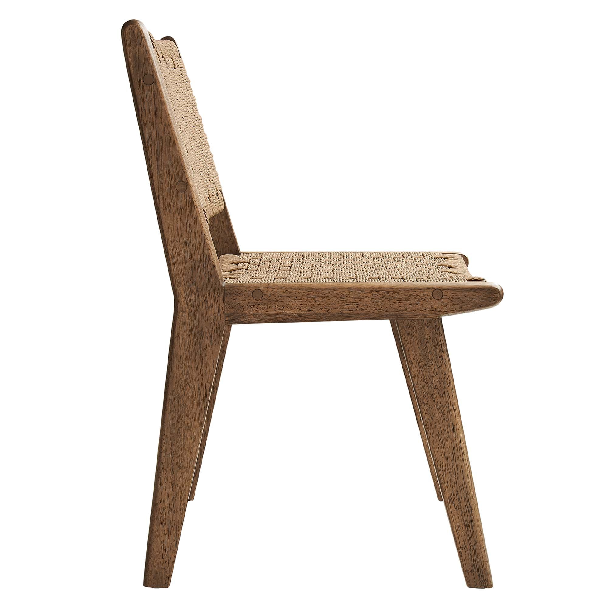 Saoirse Woven Rope Wood Dining Side Chair Set of 2 - Walnut Natural