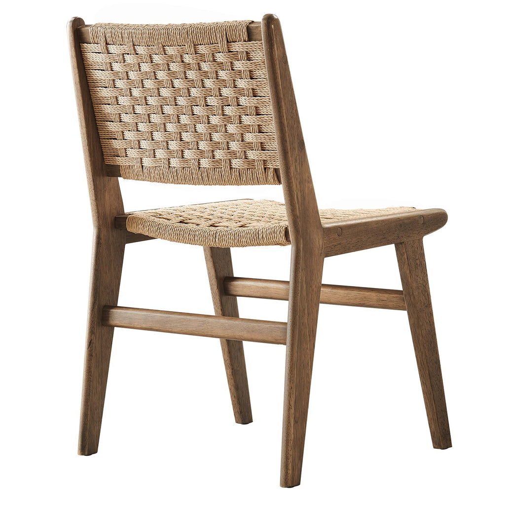 Saoirse Woven Rope Wood Dining Side Chair Set of 2 - Walnut Natural