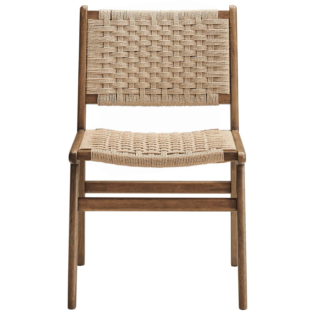 Saoirse Woven Rope Wood Dining Side Chair Set of 2 - Walnut Natural