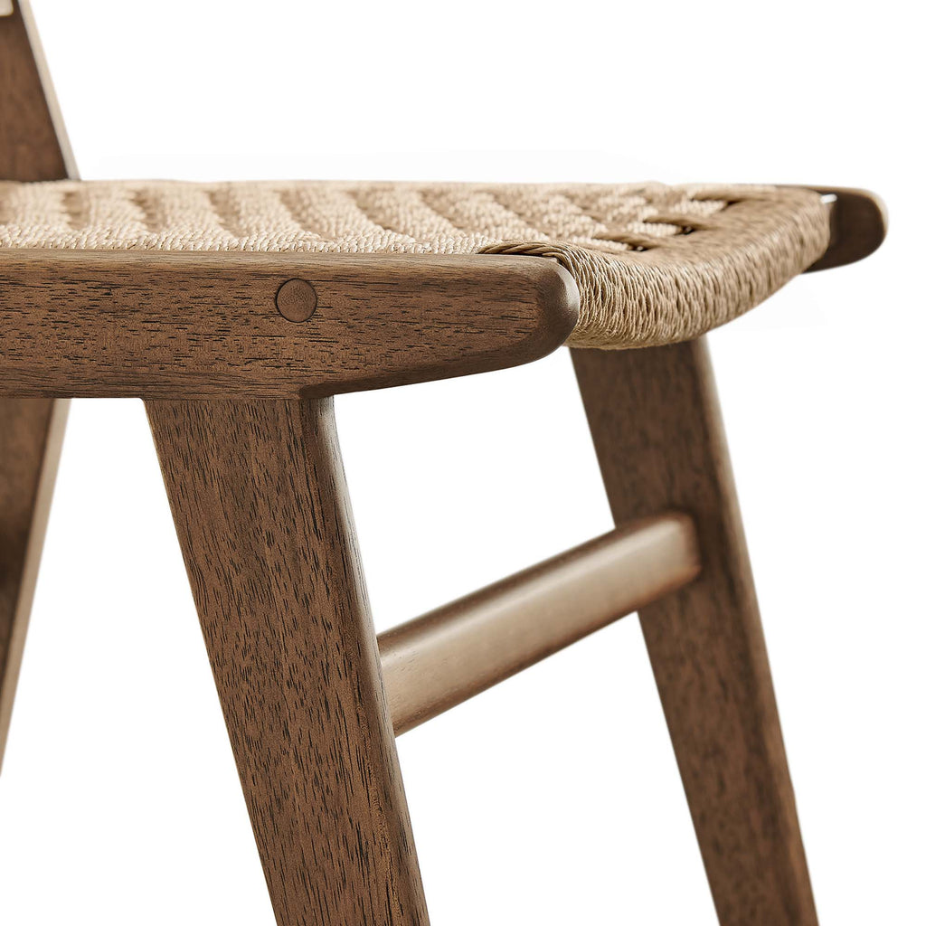 Saoirse Woven Rope Wood Dining Side Chair Set of 2 - Walnut Natural