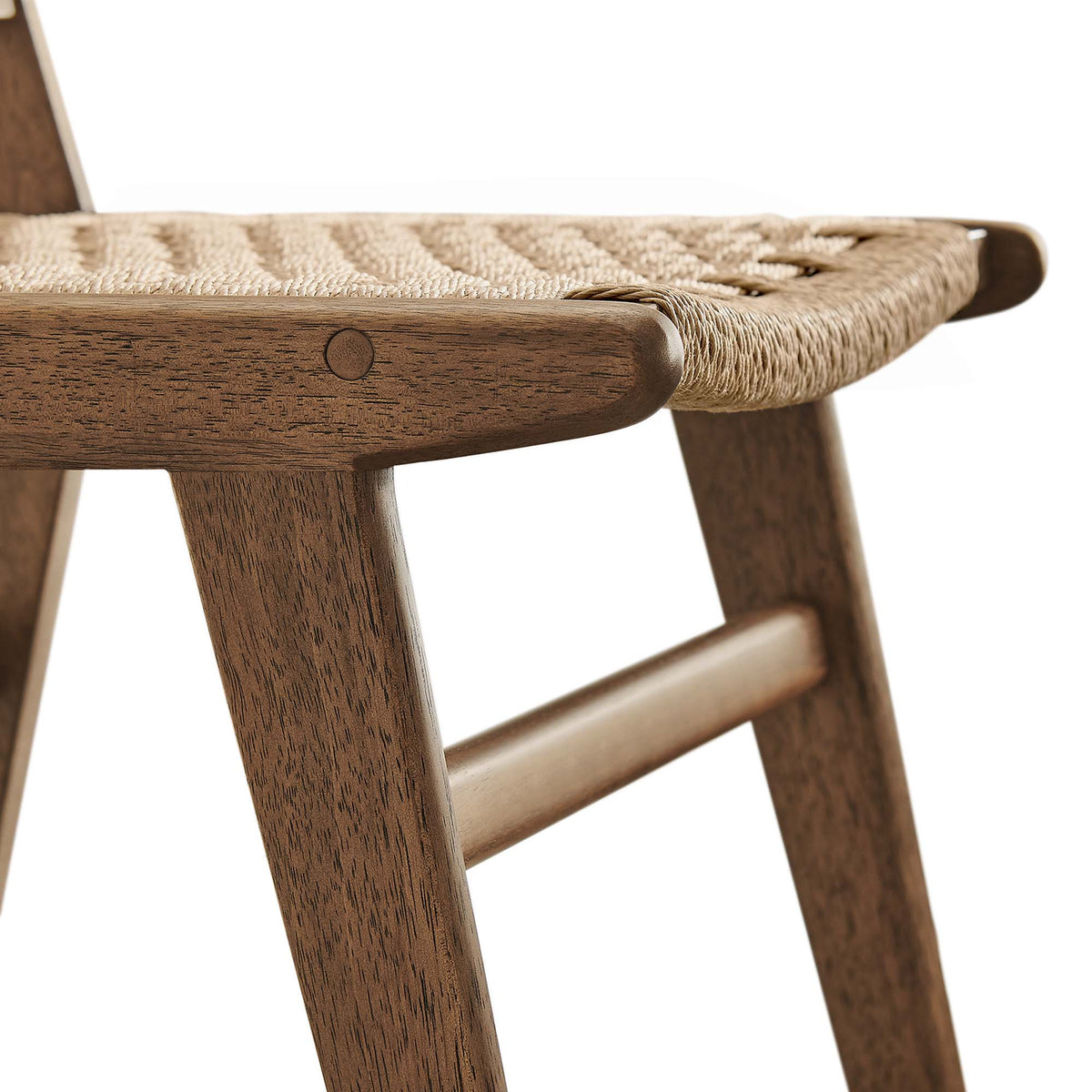 Saoirse Woven Rope Wood Dining Side Chair Set of 2 - Walnut Natural