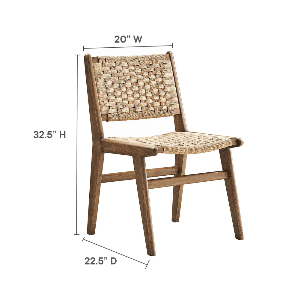 Saoirse Woven Rope Wood Dining Side Chair Set of 2 - Walnut Natural
