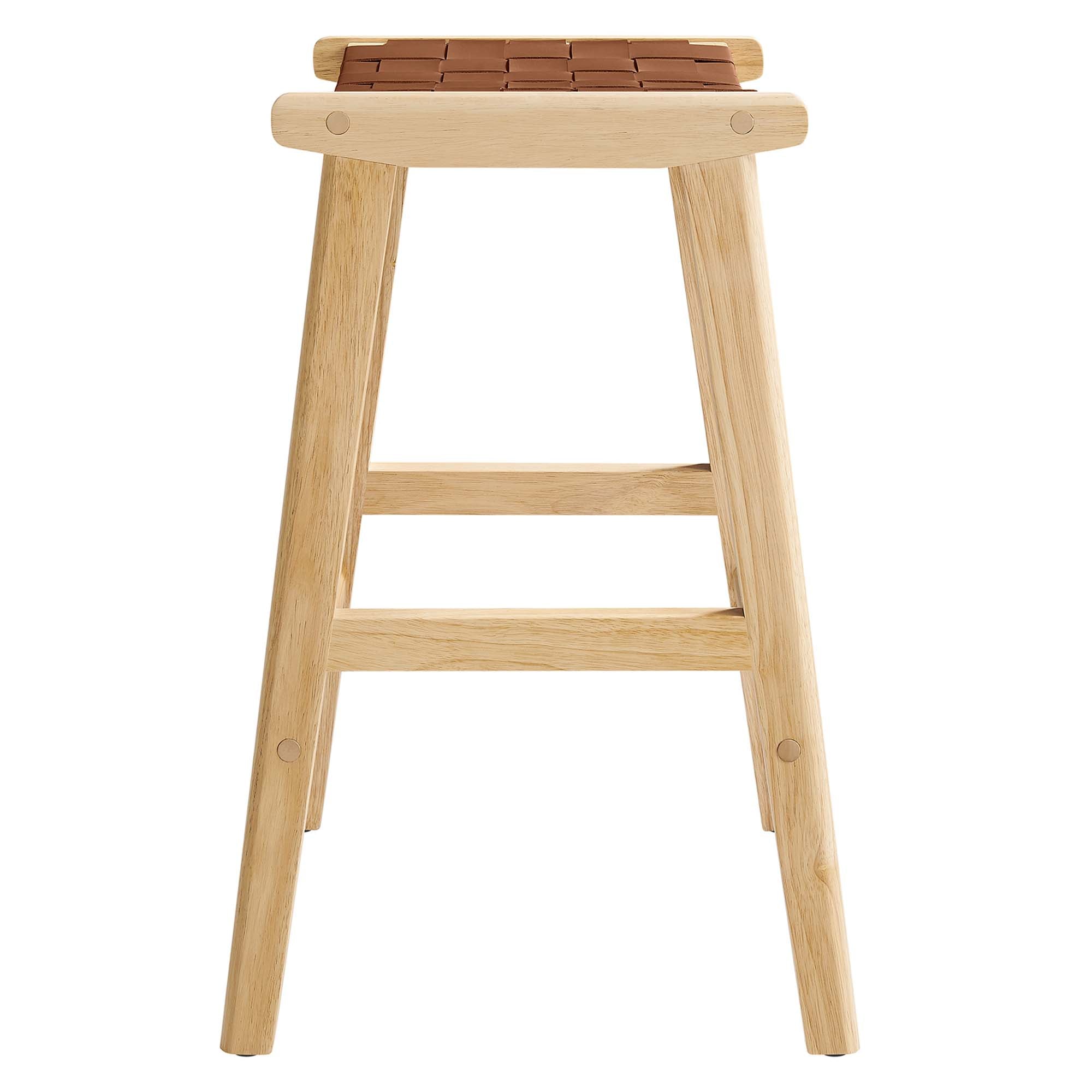 Saoirse Faux Leather Wood Counter Stool Set of 2 - Natural Brown