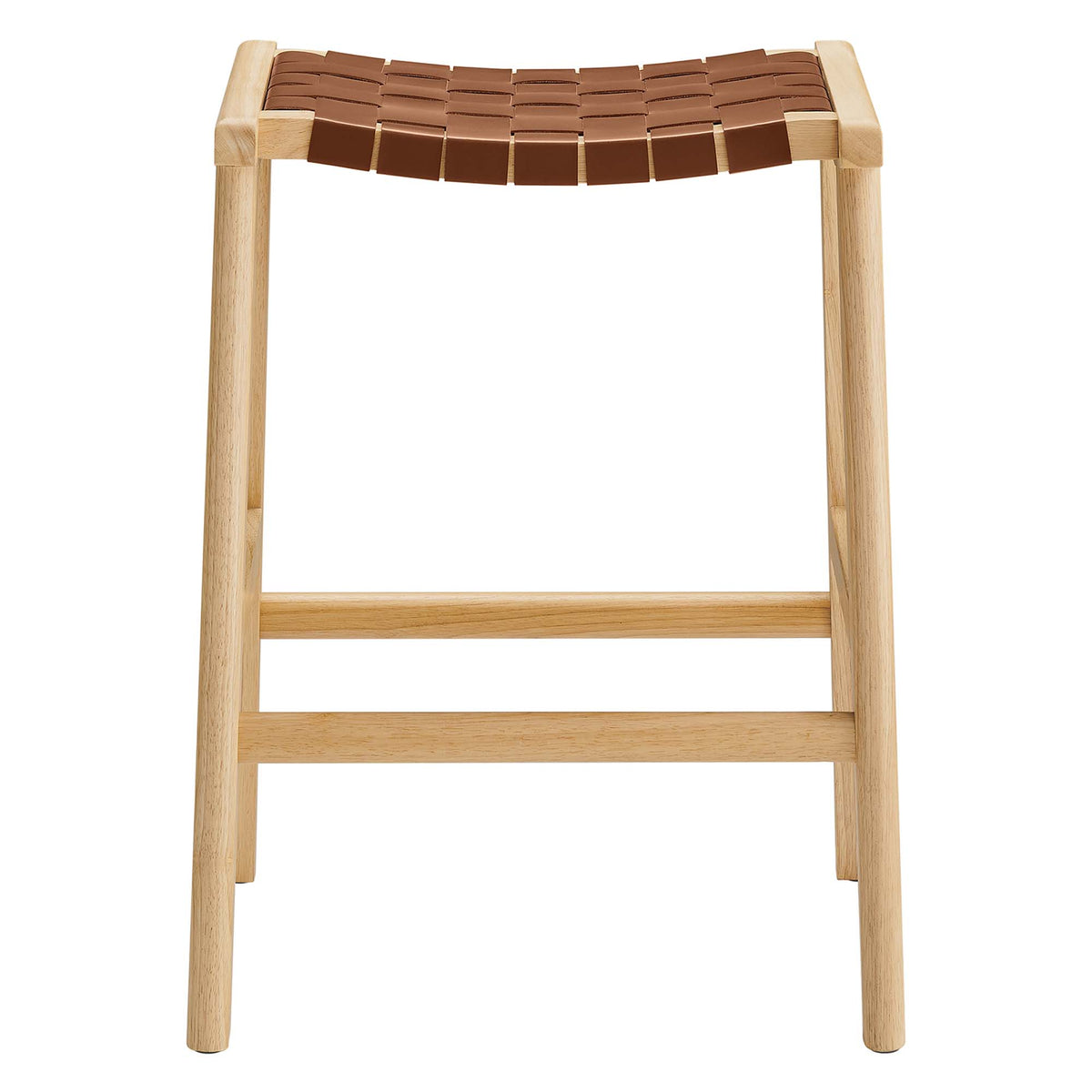 Saoirse Faux Leather Wood Counter Stool Set of 2 - Natural Brown