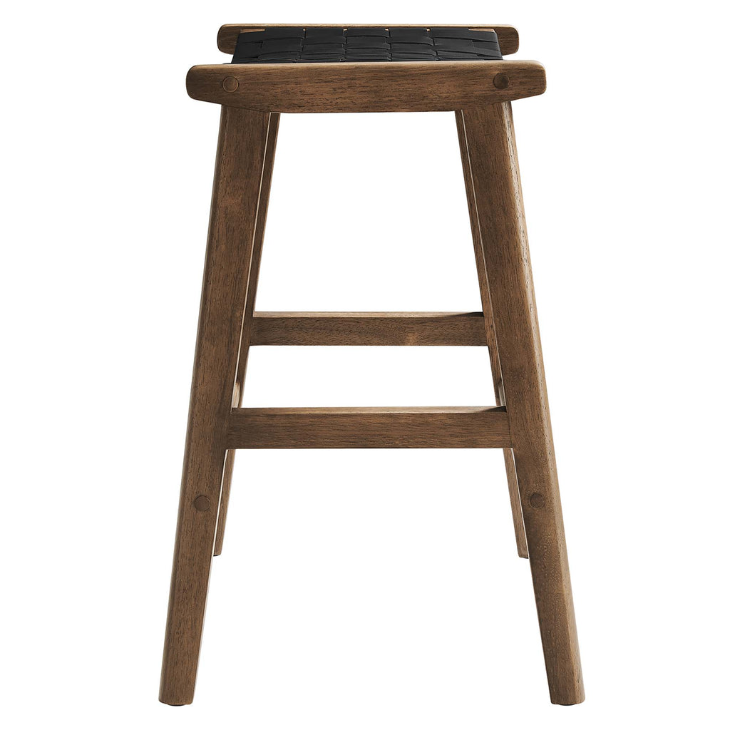 Saoirse Faux Leather Wood Counter Stool Set of 2 - Walnut Black