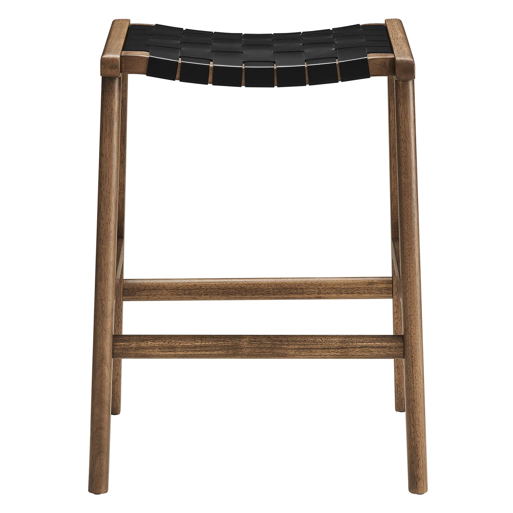 Saoirse Faux Leather Wood Counter Stool Set of 2 - Walnut Black