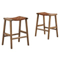 Saoirse Faux Leather Wood Counter Stool Set of 2 - Walnut Brown