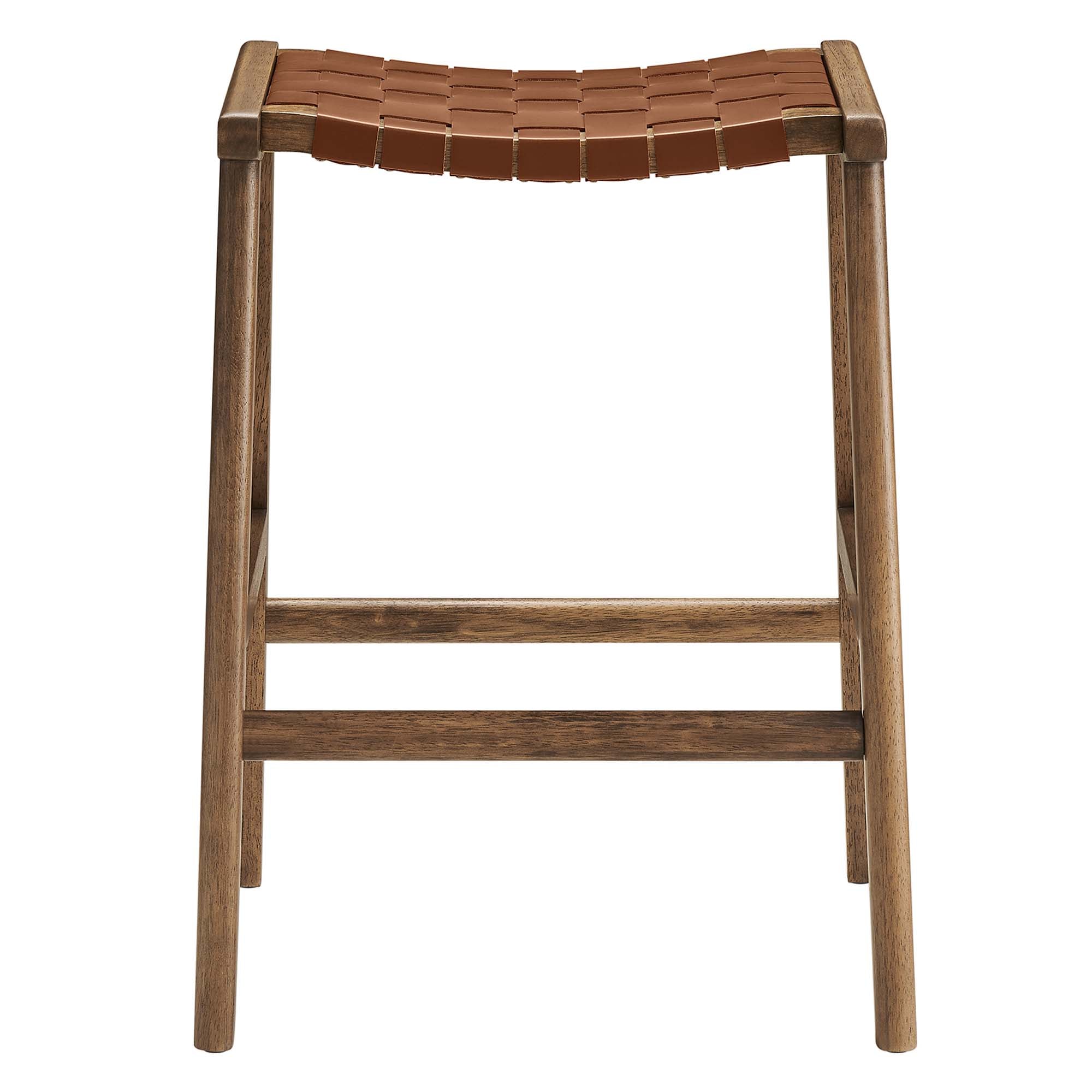Saoirse Faux Leather Wood Counter Stool Set of 2 - Walnut Brown