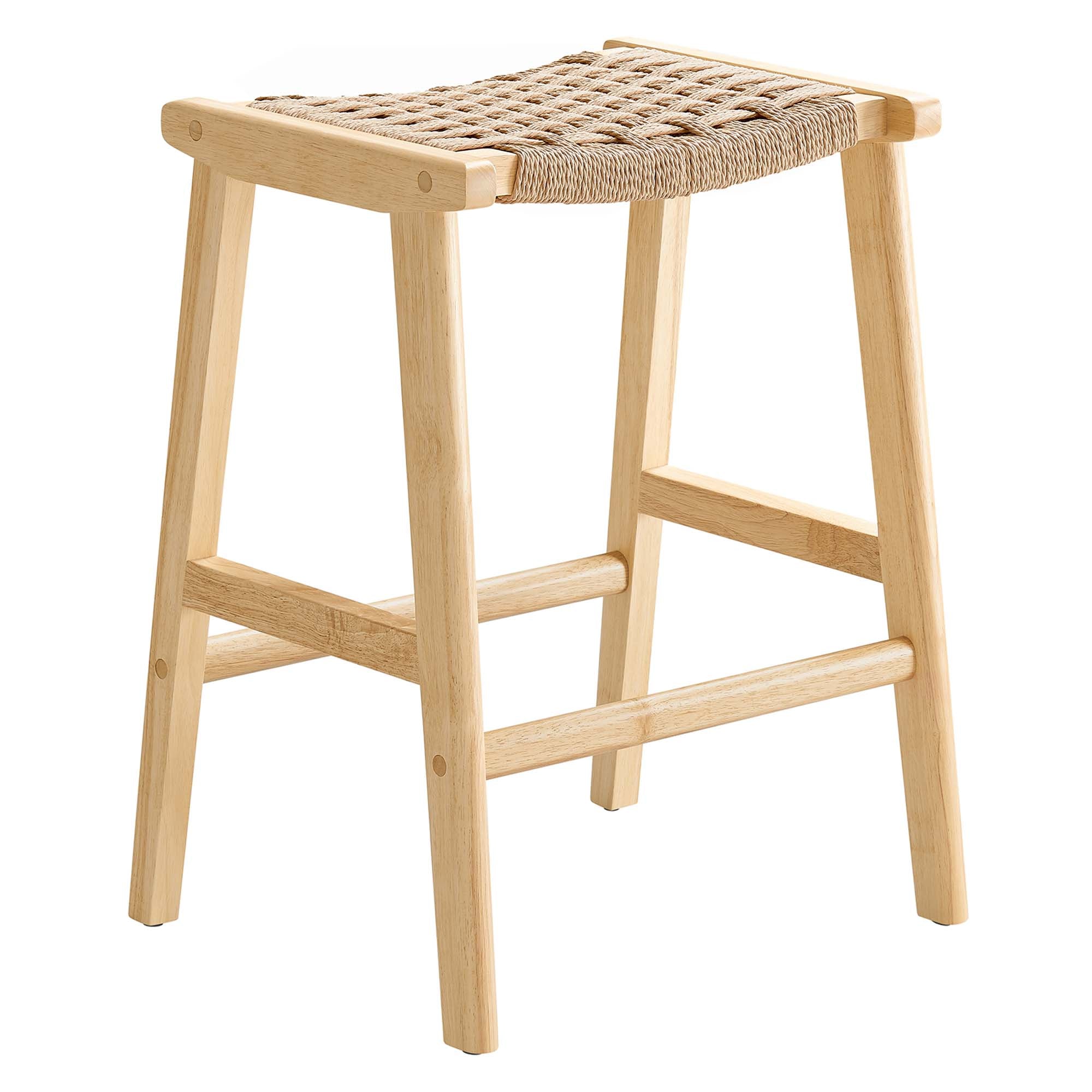 Saoirse Woven Rope Wood Counter Stool Set of 2 - Natural Natural
