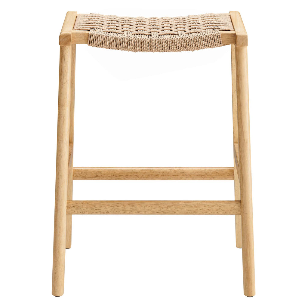 Saoirse Woven Rope Wood Counter Stool Set of 2 - Natural Natural