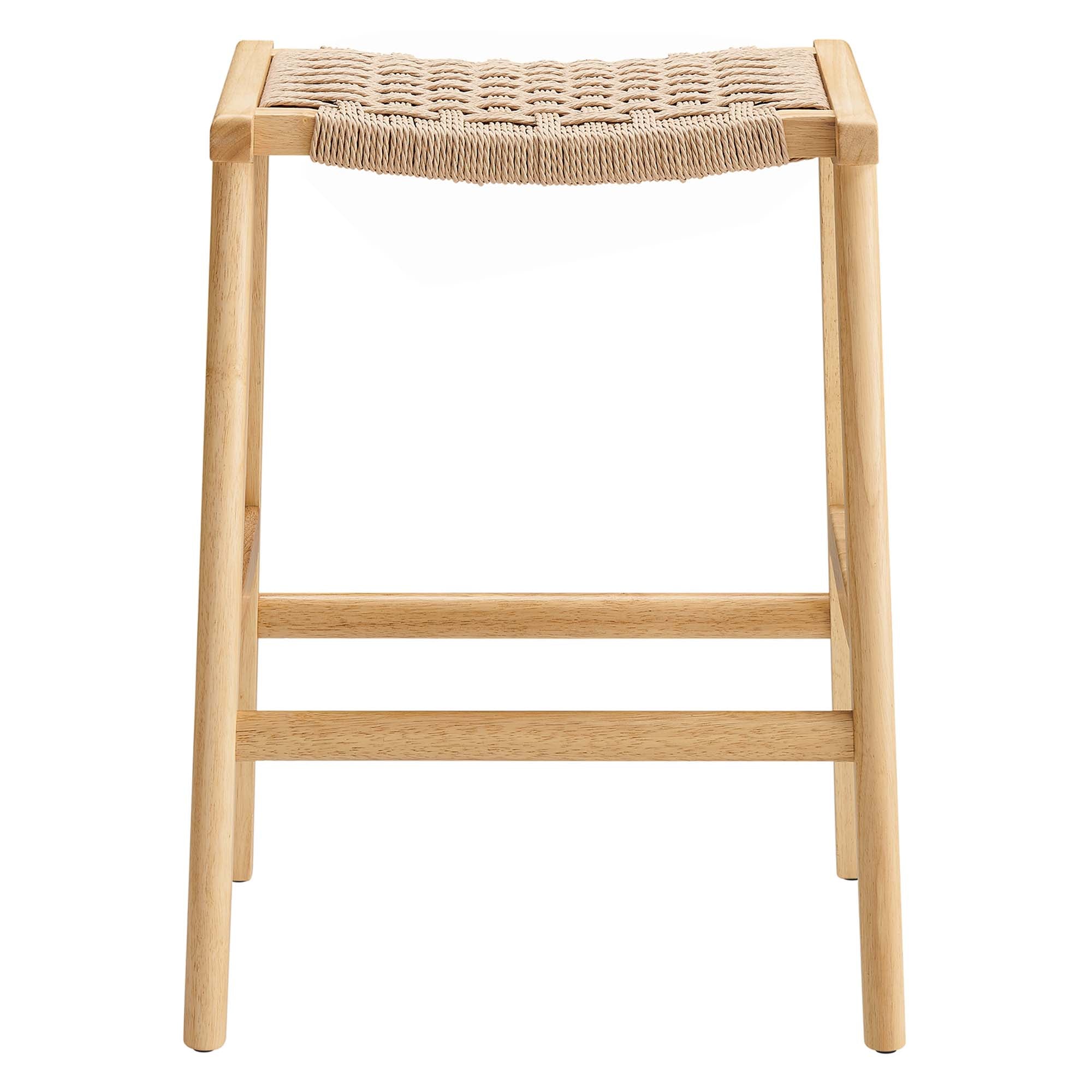 Saoirse Woven Rope Wood Counter Stool Set of 2 - Natural Natural