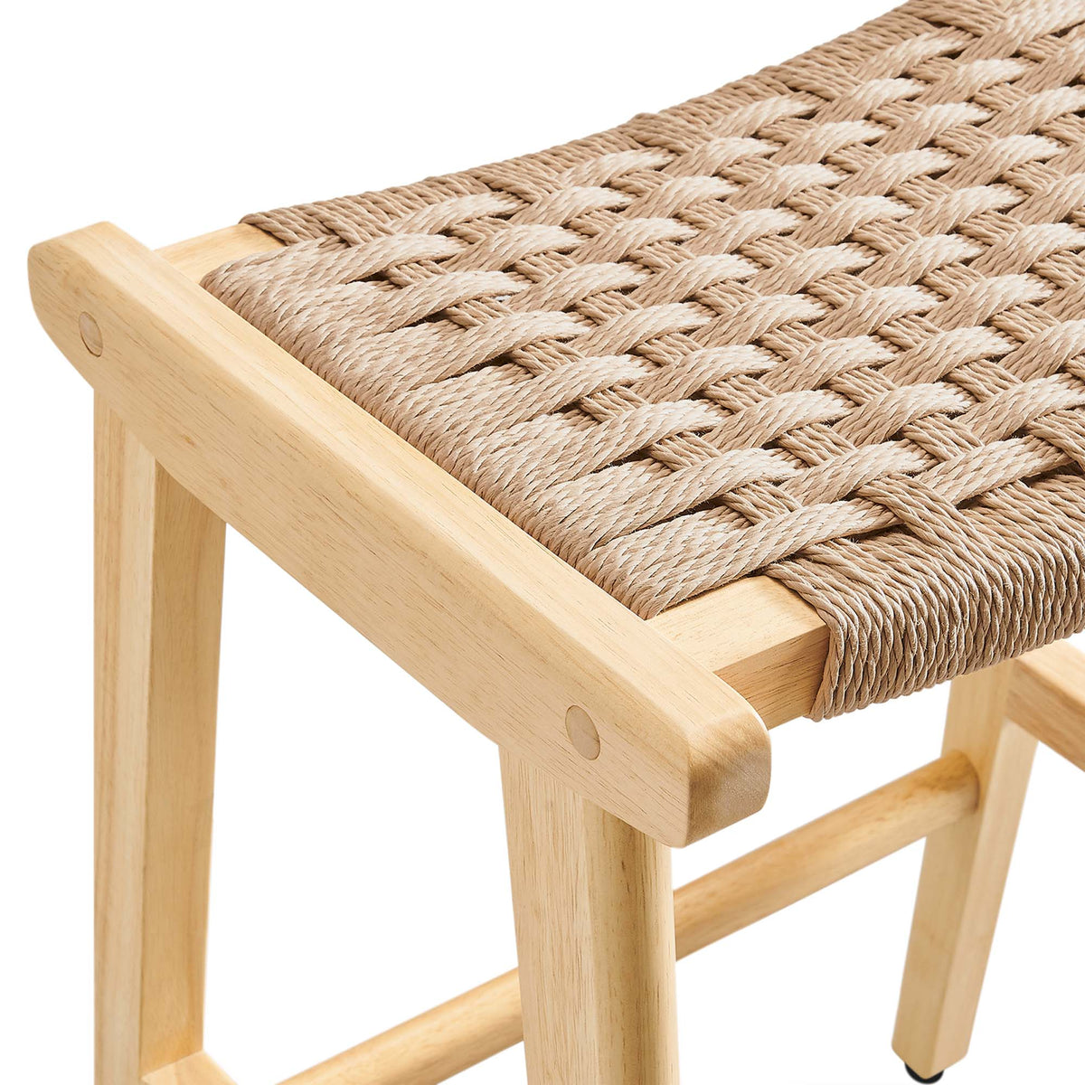 Saoirse Woven Rope Wood Counter Stool Set of 2 - Natural Natural
