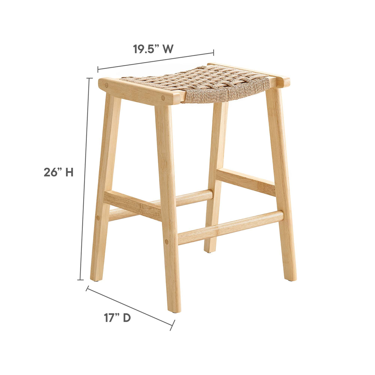 Saoirse Woven Rope Wood Counter Stool Set of 2 - Natural Natural
