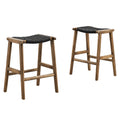 Saoirse Woven Rope Wood Counter Stool Set of 2 - Walnut Black