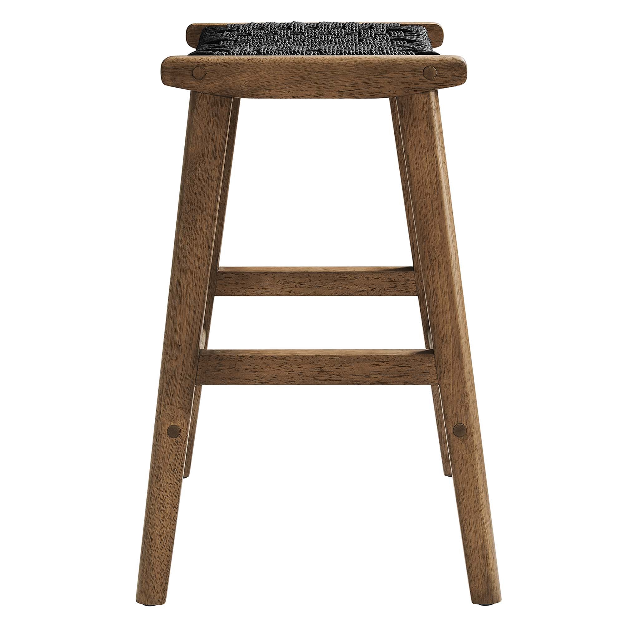 Saoirse Woven Rope Wood Counter Stool Set of 2 - Walnut Black