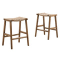 Saoirse Woven Rope Wood Counter Stool Set of 2 - Walnut Natural