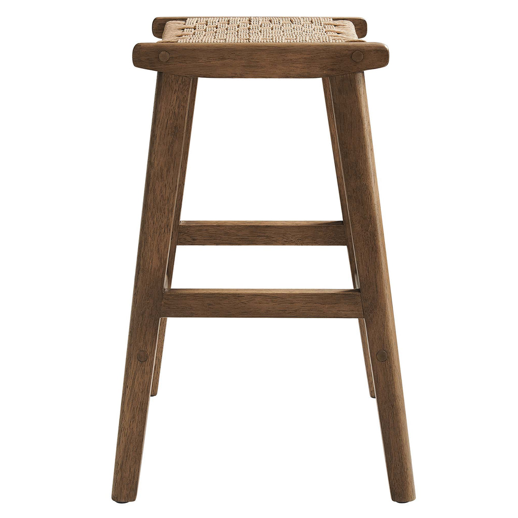Saoirse Woven Rope Wood Counter Stool Set of 2 - Walnut Natural