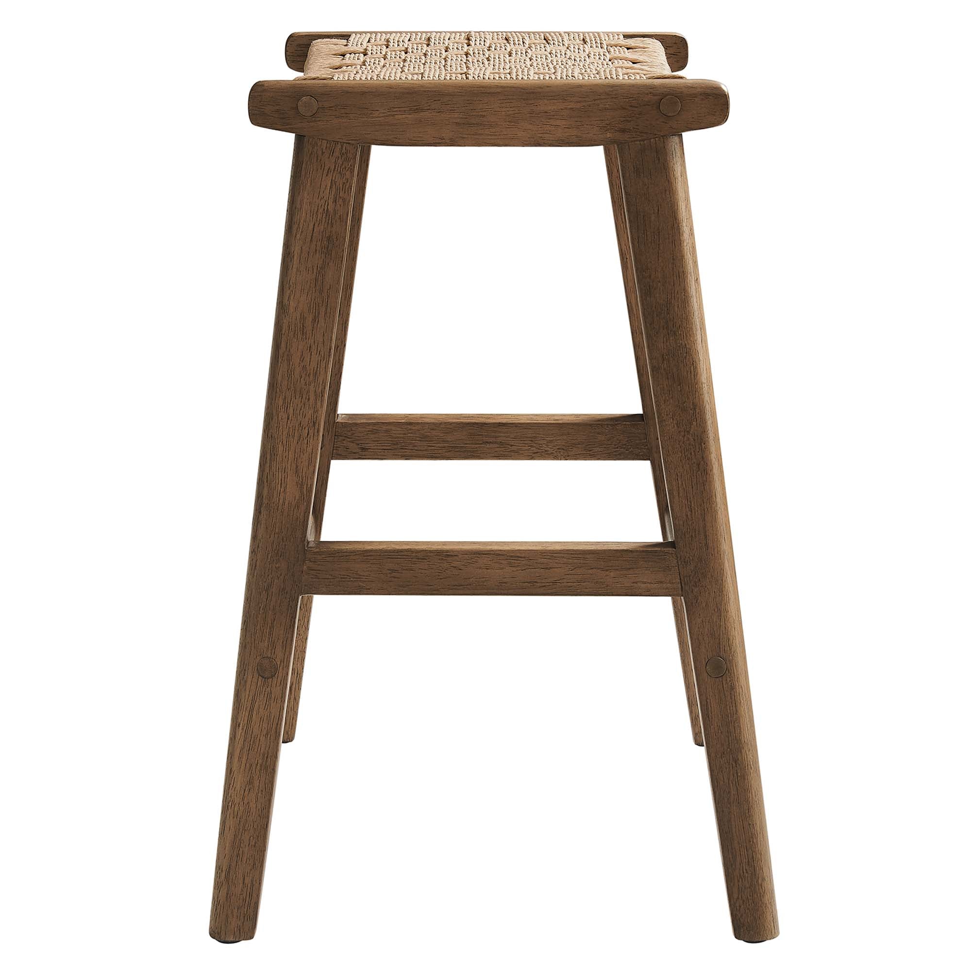 Saoirse Woven Rope Wood Counter Stool Set of 2 - Walnut Natural