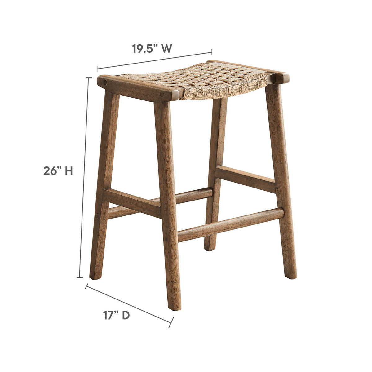 Saoirse Woven Rope Wood Counter Stool Set of 2 - Walnut Natural