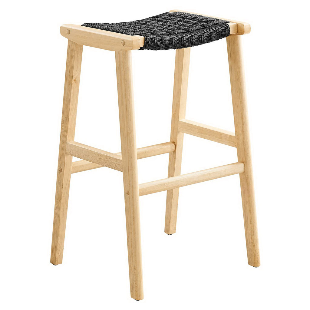 Saoirse Woven Rope Wood Bar Stool Set of 2 - Natural Black
