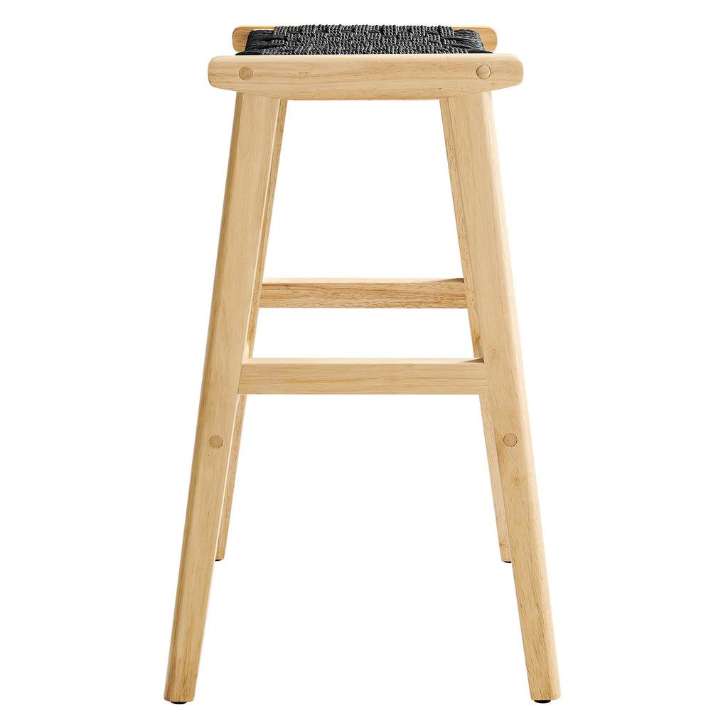 Saoirse Woven Rope Wood Bar Stool Set of 2 - Natural Black