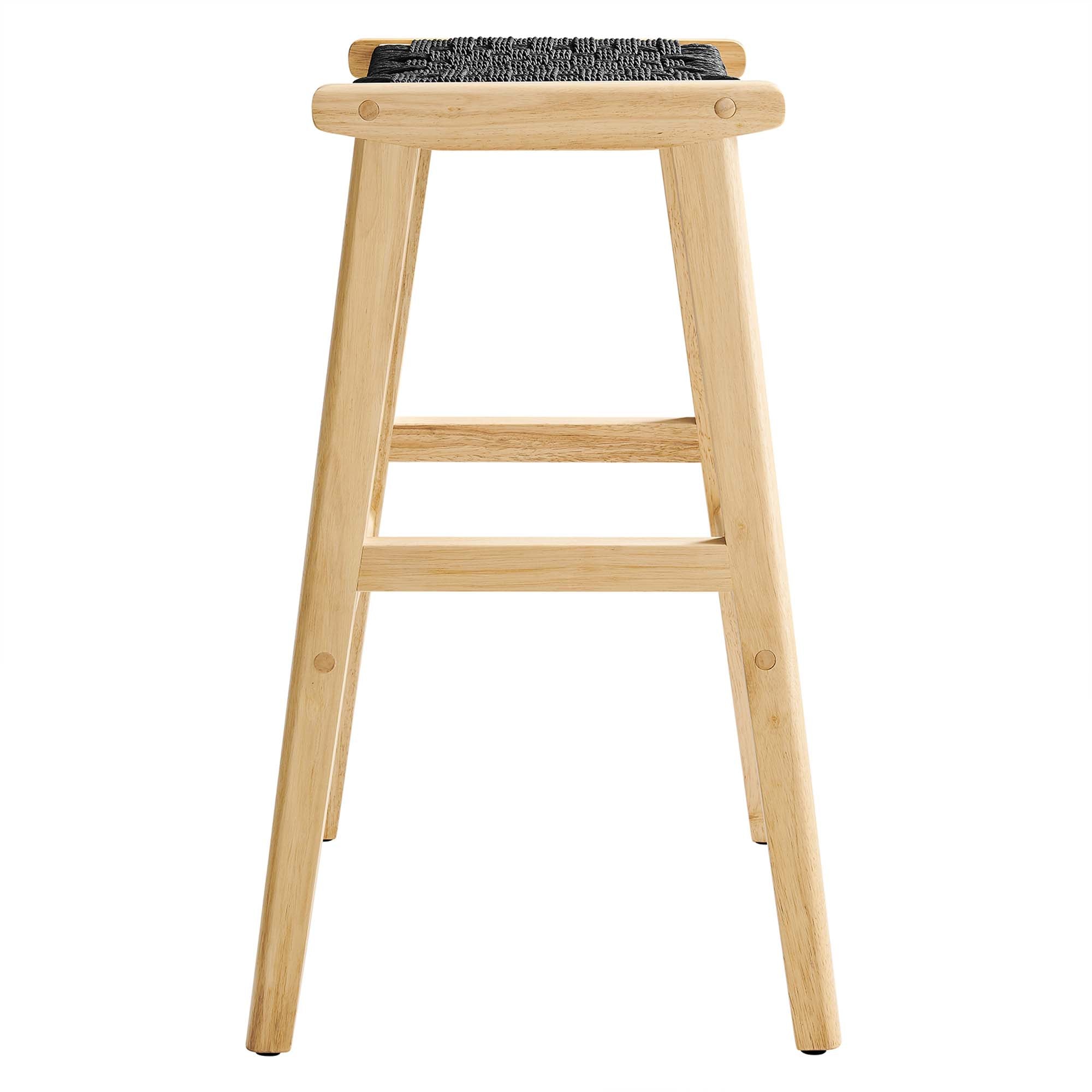 Saoirse Woven Rope Wood Bar Stool Set of 2 - Natural Black