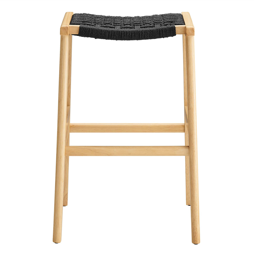 Saoirse Woven Rope Wood Bar Stool Set of 2 - Natural Black
