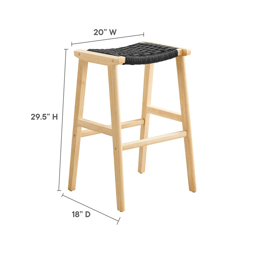 Saoirse Woven Rope Wood Bar Stool Set of 2 - Natural Black