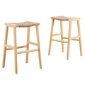 Saoirse Woven Rope Wood Bar Stool Set of 2 - Natural Natural