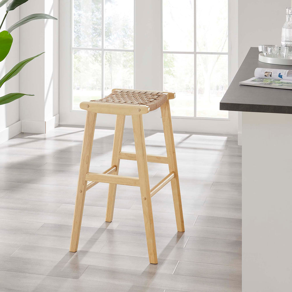 Saoirse Woven Rope Wood Bar Stool Set of 2 - Natural Natural