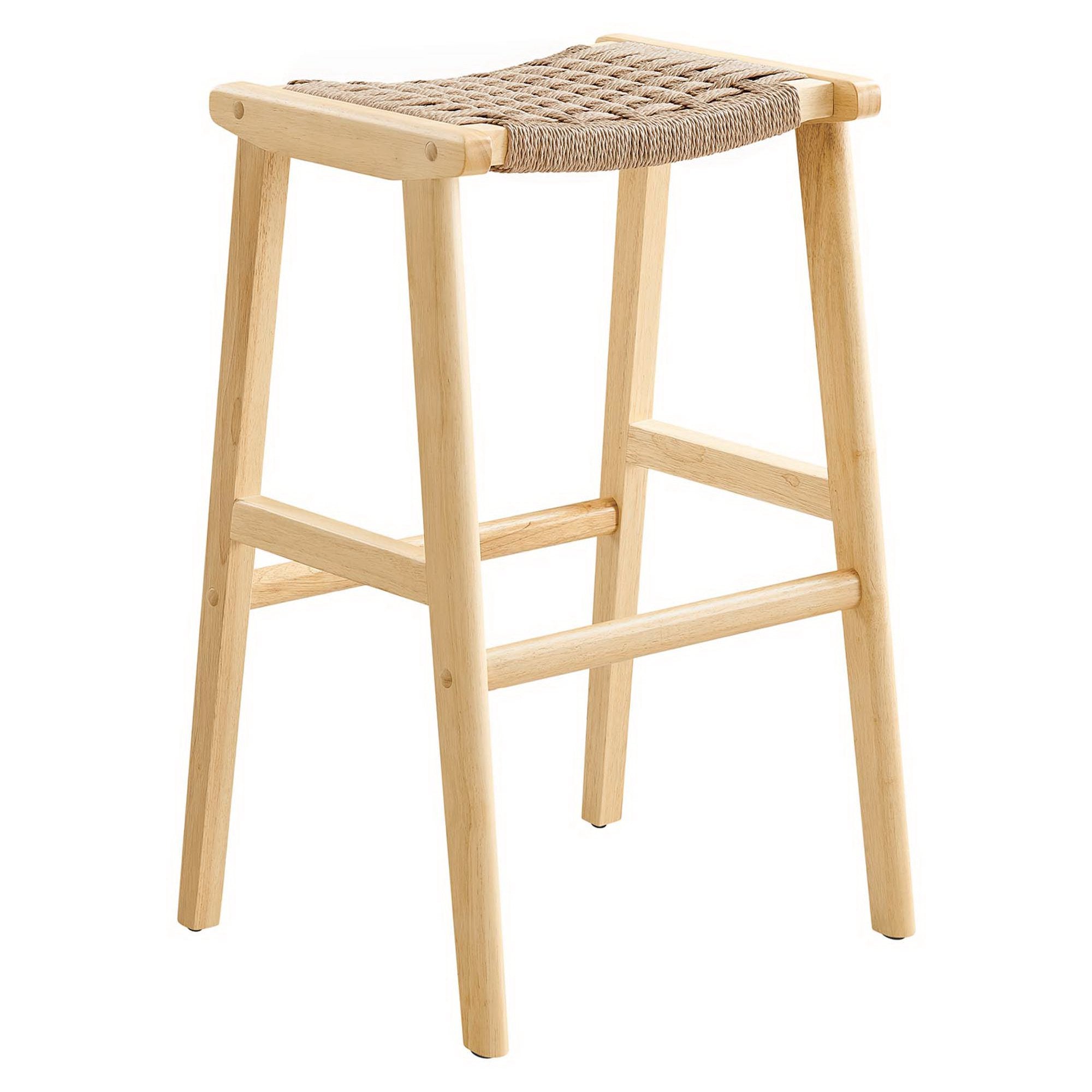 Saoirse Woven Rope Wood Bar Stool Set of 2 - Natural Natural