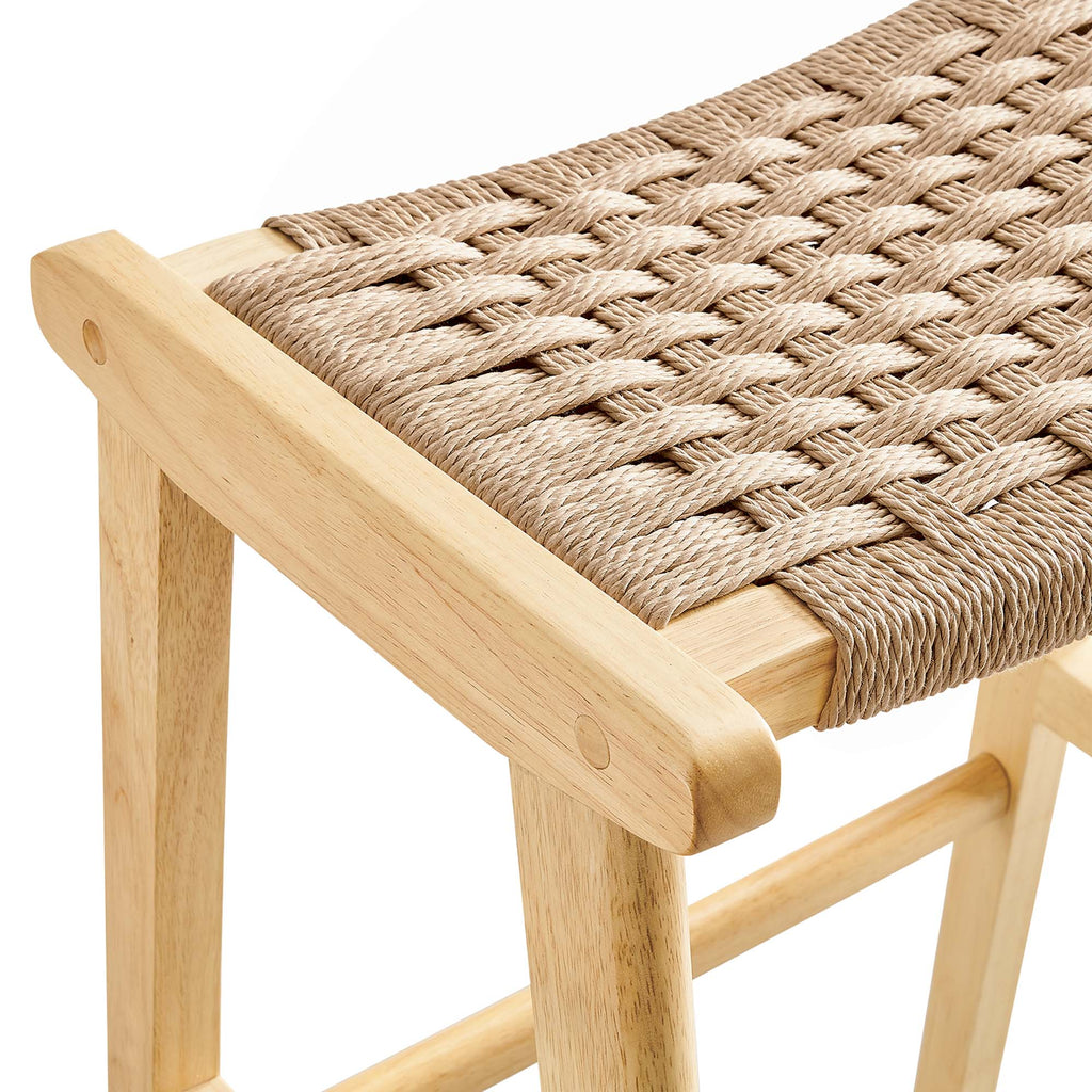 Saoirse Woven Rope Wood Bar Stool Set of 2 - Natural Natural