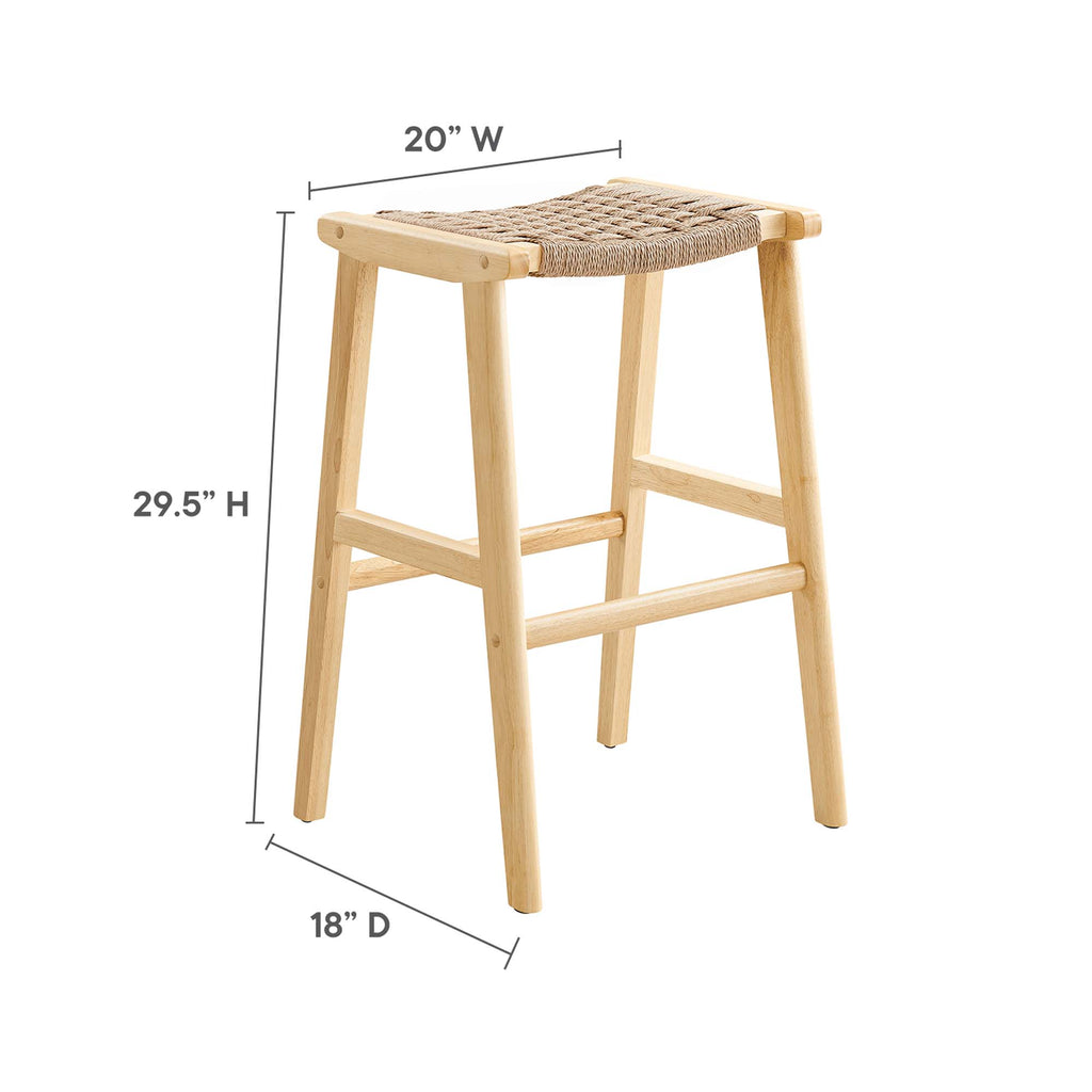 Saoirse Woven Rope Wood Bar Stool Set of 2 - Natural Natural