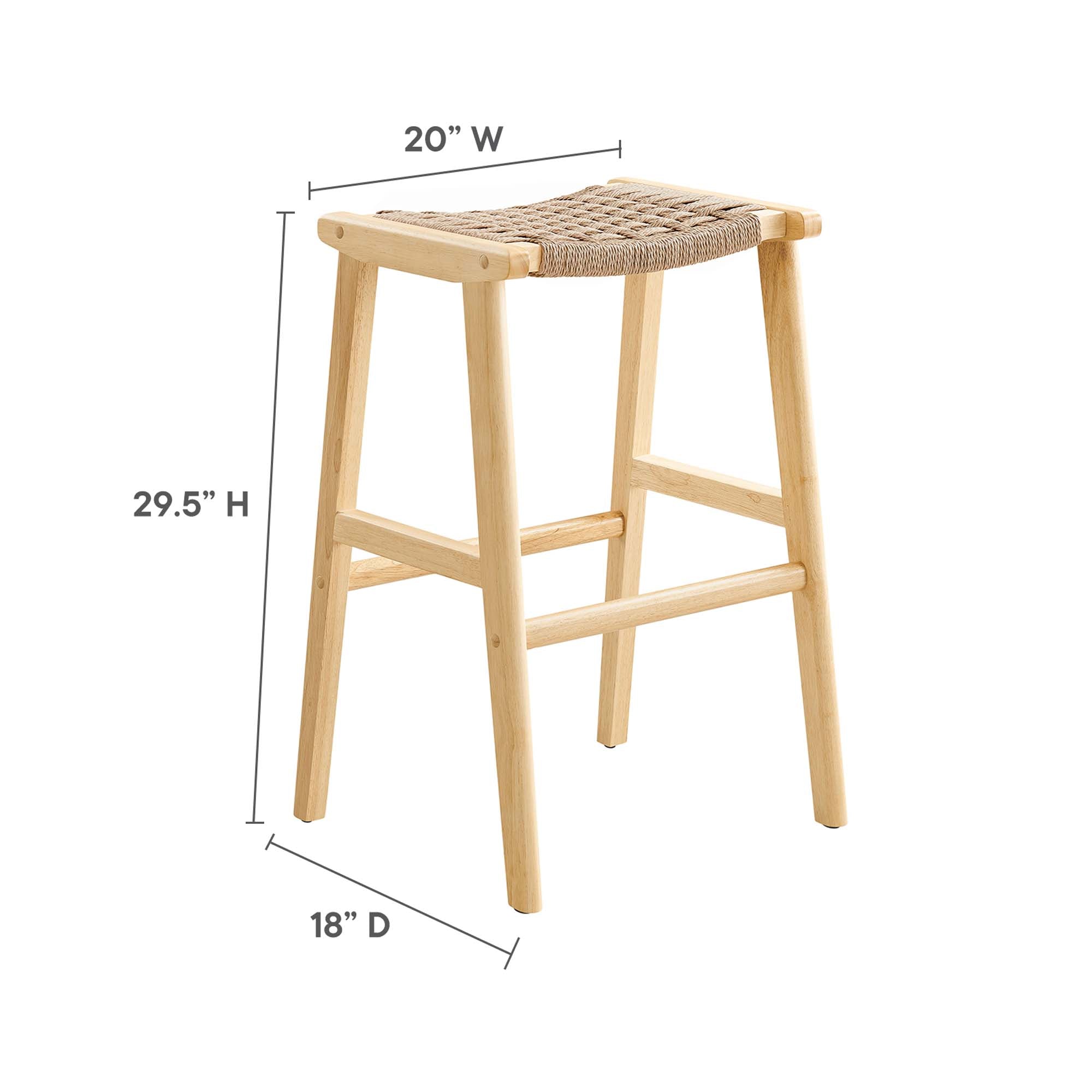Saoirse Woven Rope Wood Bar Stool Set of 2 - Natural Natural