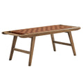 Saoirse 47" Faux Leather Wood Bench - Walnut Brown